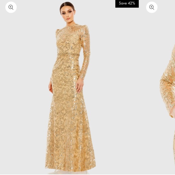 Mac Duggal Dresses & Skirts - Mac Duggal Gold Lace Maxi Dress
